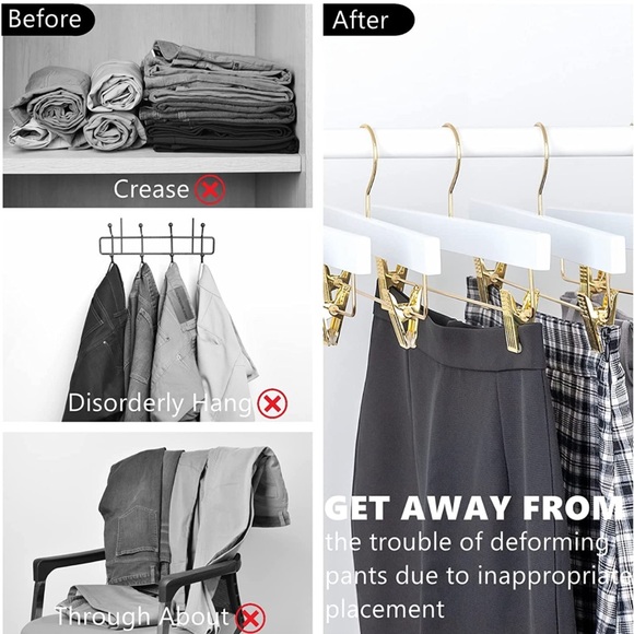 White + Gold Wooden Hangers - Picture 5 of 6